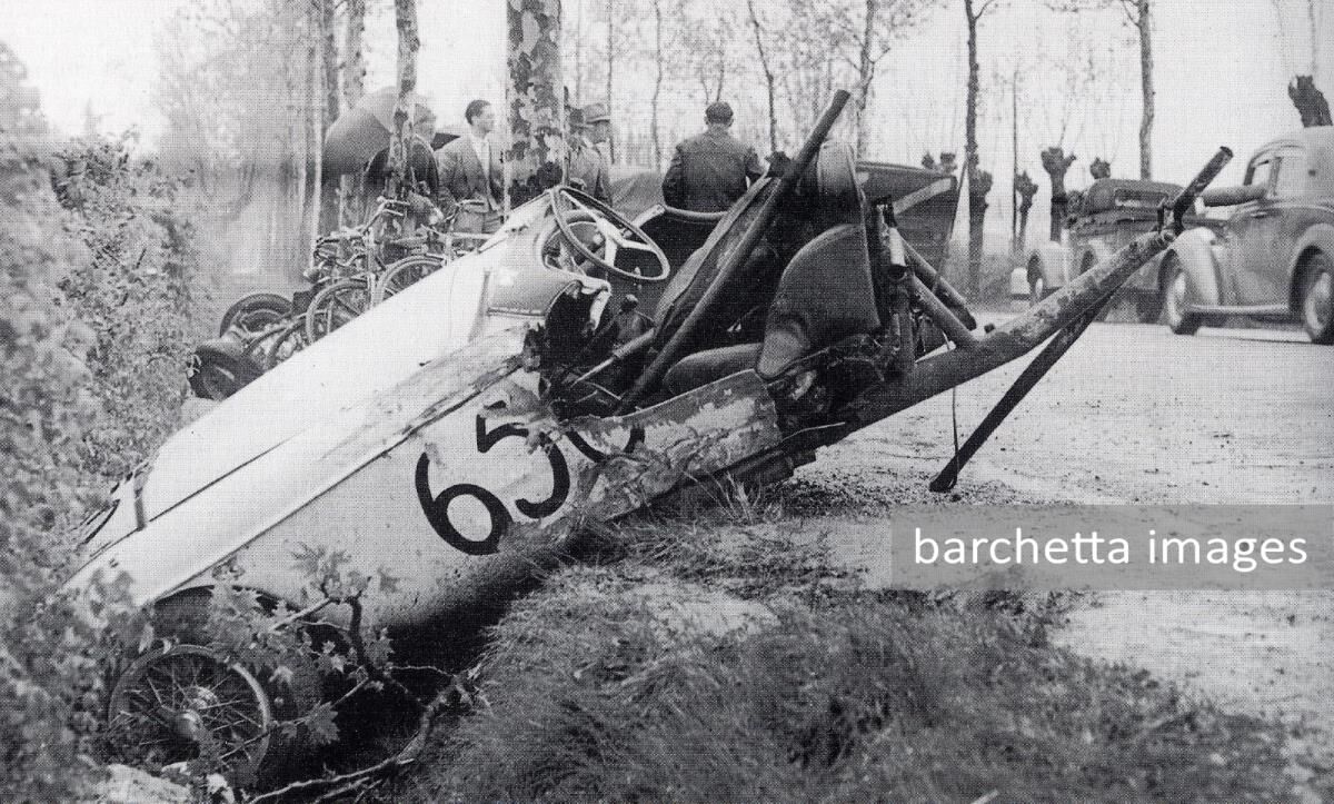 50/apr/23 - acc. broken apart S2.0 - Mille Miglia - Umberto Marzotto / Franco Cristaldi - #650
