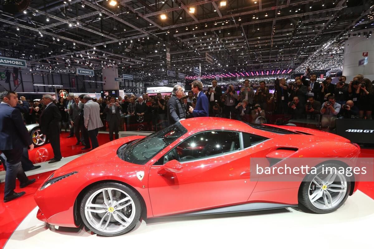 Sergio Marchionne, CEO of FCA and Chairman of Ferrari, John Elkann, Chairman of FCA ... Ferrari 488 GTB 